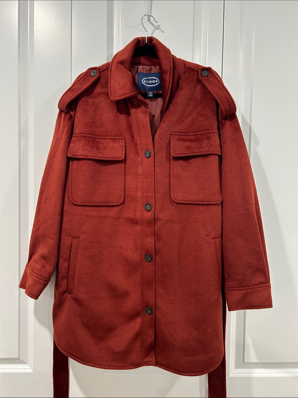 Scoop Women's Oversized Faux Wool Jacket With Belt